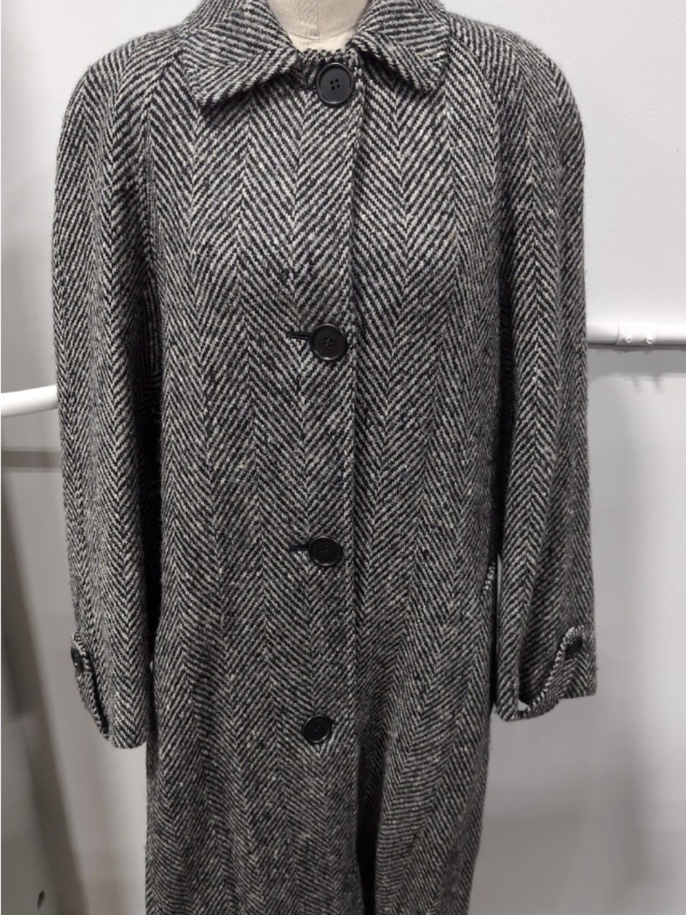 Classic vintage Herringbone Wool-Blend Coat
